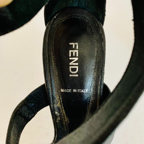 FENDI CAGE LEATHER STRAPPY HIGH HEELS SANDALS MADE IN ITALY - Picture 8 of 11